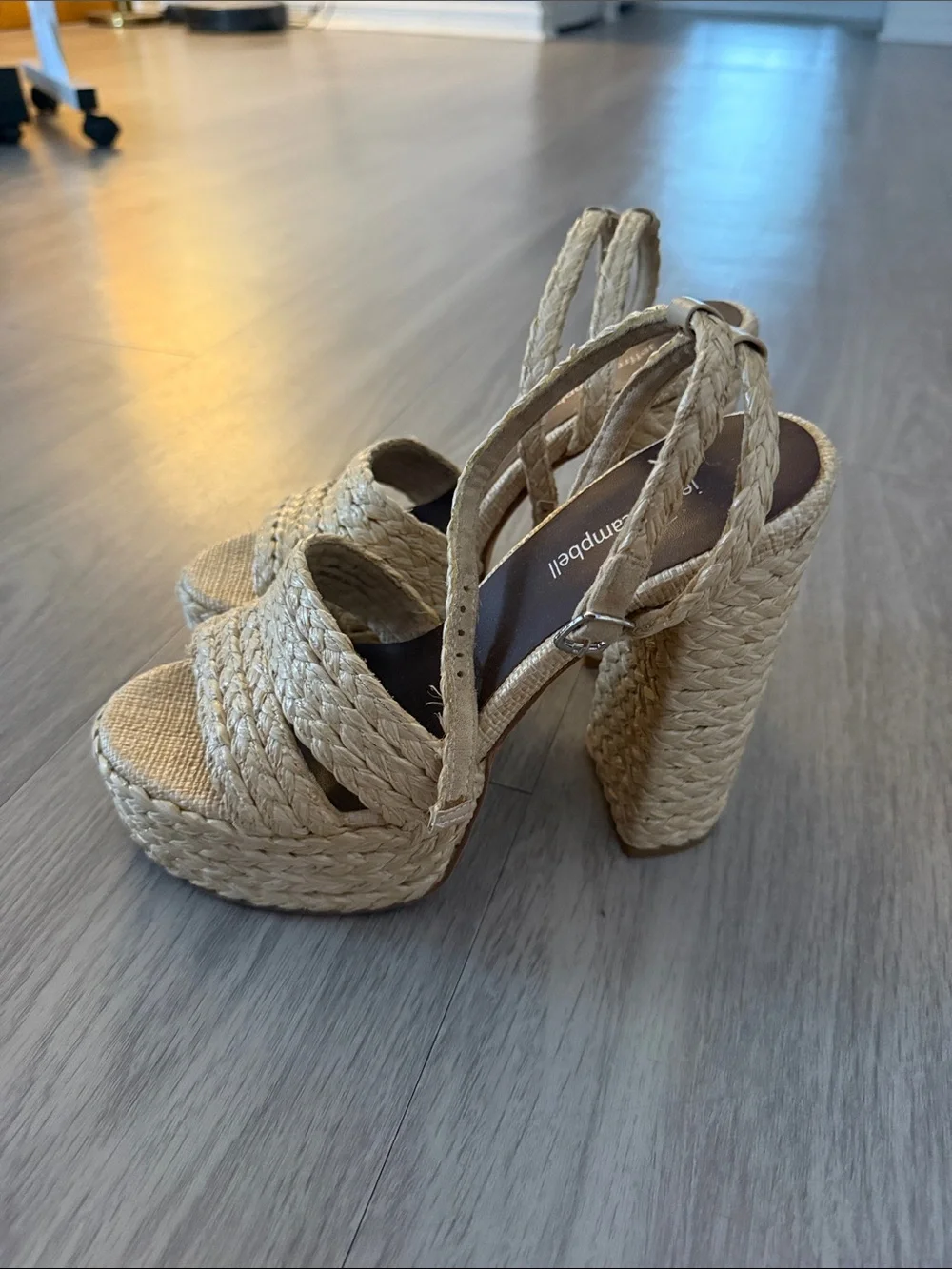 Jeffrey Campbell Natural Braided Espadrille Platform Sandals